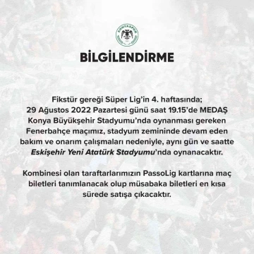 Fenerbahçe ilk kez Eskişehir Yeni Stadyumu’nda maça çıkacak
