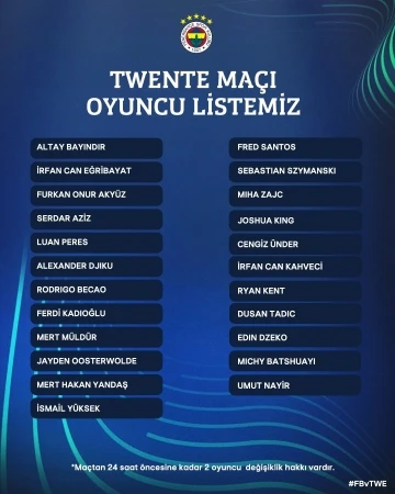 Fenerbahçe, yeni transferler Fred ve Cengiz Ünder’i UEFA listesine dahil etti

