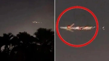 Havada dehşet anları: Uçak alev aldı