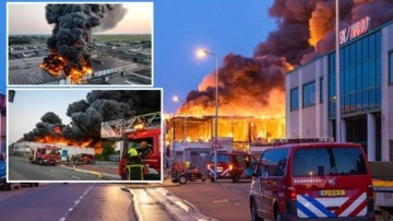 Hollanda'da devasa yangın: Kara bulutlar göğü kapladı