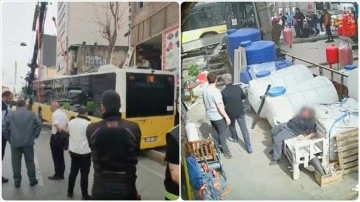 İETT Otobüsü Karaköy'de Kontrolden Çıkarak Kaldırıma Çıktı