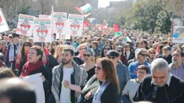 İspanya'da binlerce kişi "Gazze" için yürüdü! Hükümete sert tepki