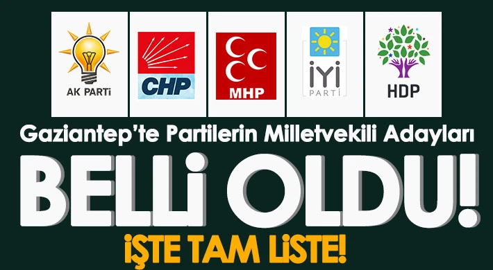 İşte Gaziantep milletvekili adayları tam listesi!