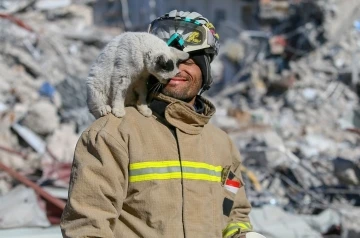 İtfaiye eri 9 aydır depremde kurtardığı ’Enkaz’ isimli kediyle yaşıyor
