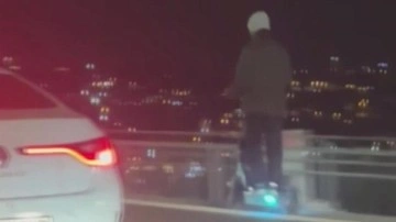 Köprüden skuter ile geçen sürücüye ceza