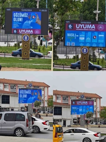 Kütahya’da elektronik billboardlarda “UYUMA” uygulaması tanıtım videosu
