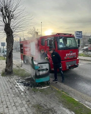 Lüleburgaz’da çöp konteynerinde yangın çıktı
