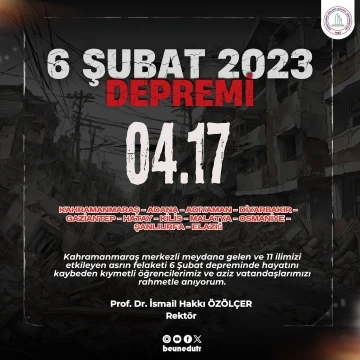 Rektör Özölçer’den Asrın Felaketi 2023 Kahramanmaraş depremlerini anma mesajı
