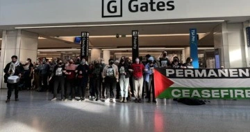 San Francisco Havaalanında Gazze Protestosu