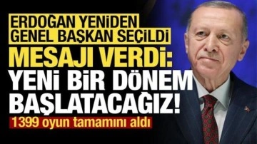 Son dakika: Erdoğan yeniden genel başkan seçildi! Mesajı verdi...