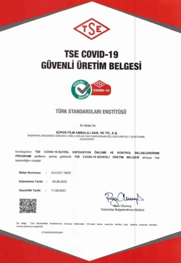 TSE Covıd-19 güvenli üretim belgesi
