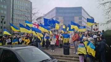 Ukraynalılardan Brüksel’de &quot;tank&quot; protestosu

