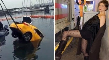 Ünlü model Ece Su Uçkan'ın içinde bulunduğu taksi, Kadıköy'de denize uçtu