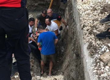 Üzerine beton blok yıkılan işçi yaralandı
