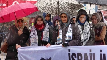Van’daki sağlık çalışanlarından kar yağışı altında Gazze için ’sessiz protesto’
