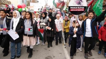 Vanlı çocuklar Filistin için yürüdü
