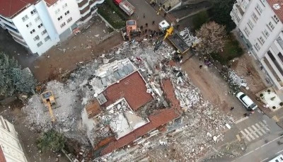 Gaziantep’te yıkılan binalar havadan görüntülendi